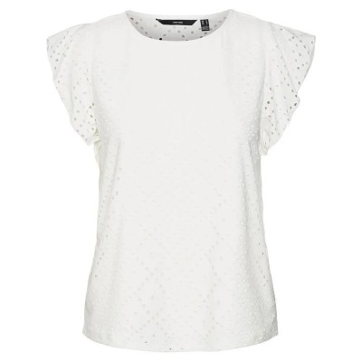 тениска,дамски,тениски,vero,moda,tassa,frill,short,sleeve,t,shirt,white,(snow,white)