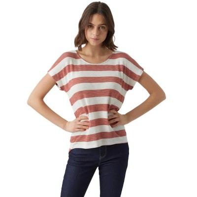 тениска,мъжки,тениски,дамски,тениски,vero,moda,wide,short,sleeve,t,shirt,orange,(marsala,stripes,snow,white)