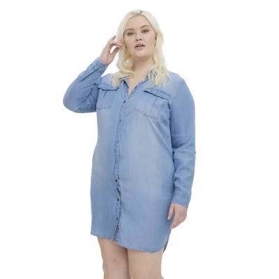 рокля,дамски,поли,и,рокли,vero,moda,curve,sila,mix,long,sleeve,dress,blue,(light,blue,denim)
