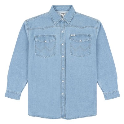 риза,с,дълъг,ръкав,дамски,блузи,дамски,ризи,wrangler,jumbo,long,sleeve,shirt,blue