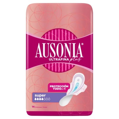 хигиена,тяло,ausonia,ultrafinaplus,super,wings,compresses,14,units,clear,(multicolor)