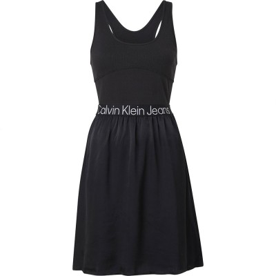 дънки,дамски,поли,и,рокли,calvin,klein,jeans,racerback,logo,sleeveless,dress,black