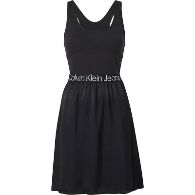 дънки,дамски,поли,и,рокли,calvin,klein,jeans,racerback,logo,sleeveless,dress,black,(ck,black)