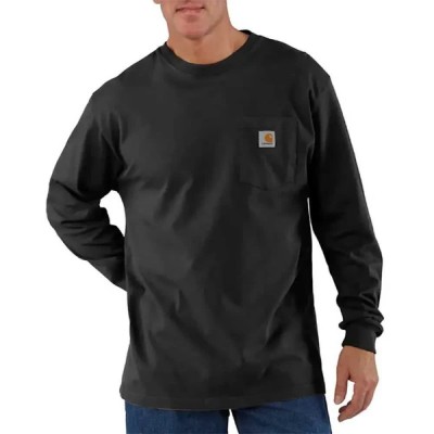 тениска,мъжки,тениски,carhartt,k126,pocket,loose,fit,long,sleeve,t,shirt,black