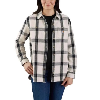 риза,с,дълъг,ръкав,дамски,блузи,дамски,ризи,carhartt,twill,plaid,loose,fit,long,sleeve,shirt,beige,(malt)