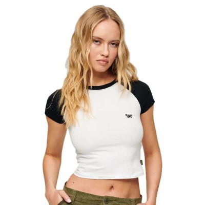 къса,блуза,дамски,топове,superdry,vintage,crop,baseball,short,sleeve,top,white,(optic,black)