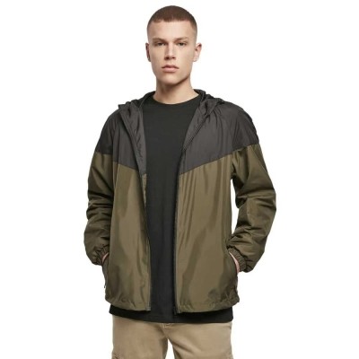 яке,мъжки,якета,build,your,brand,2,tone,tech,windrunner,jacket,green,(dark,olive,black)
