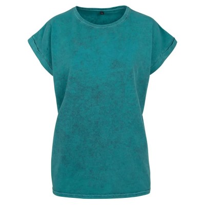 тениска,дамски,тениски,build,your,brand,acid,washed,extended,shoulder,short,sleeve,t,shirt,teal,black,(green)