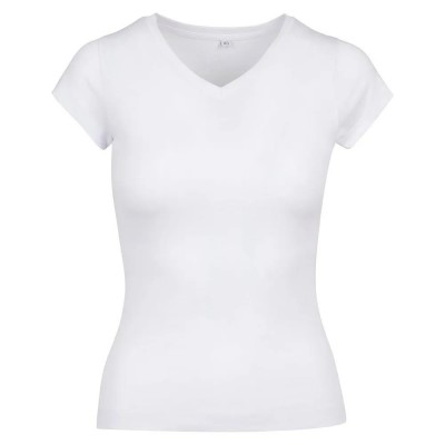тениска,дамски,тениски,build,your,brand,basic,by062,short,sleeve,v,neck,t,shirt,white,(white)