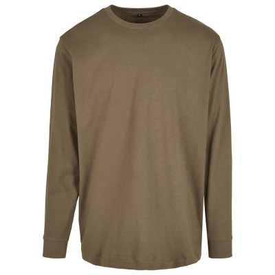 тениска,мъжки,тениски,build,your,brand,long,sleeve,t,shirt,green,(olive)