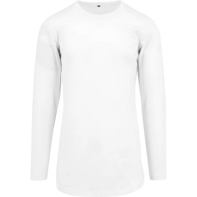 тениска,мъжки,тениски,build,your,brand,shaped,long,sleeve,t,shirt,white,(white)
