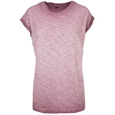 тениска,дамски,тениски,build,your,brand,spray,dye,extended,shoulder,short,sleeve,t,shirt,purple,(burgundy)