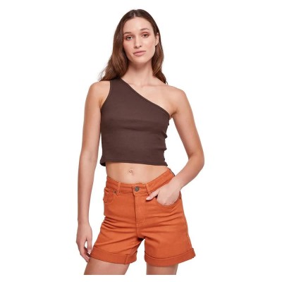 тениска,дамски,топове,urban,classics,asymmetric,sleeveless,t,shirt,brown,(brown)