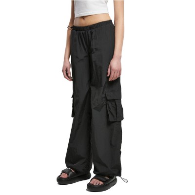 панталони,дамски,панталони,urban,classics,crinkle,cargo,pants,black