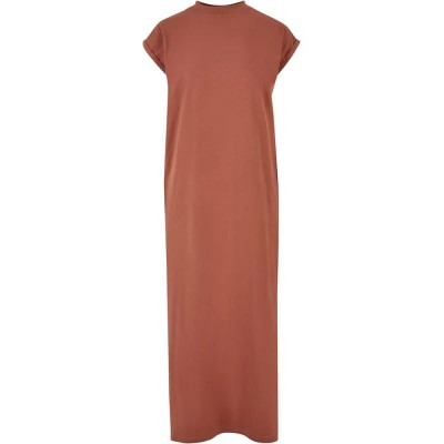 рокля,дамски,поли,и,рокли,urban,classics,extended,shoulder,sleeveless,midi,dress,brown,(terracotta)