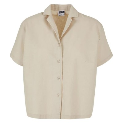 риза,с,къс,ръкав,дамски,блузи,дамски,ризи,urban,classics,linen,mixed,resort,short,sleeve,shirt,beige,(soft,seagrass)