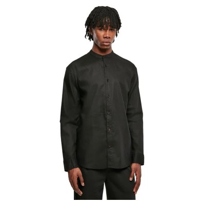 риза,с,дълъг,ръкав,мъжки,ризи,urban,classics,stand,up,collar,long,sleeve,shirt,black