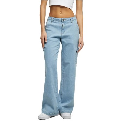 панталони,дамски,панталони,urban,classics,straight,denim,high,waist,cargo,pants,lighter,washed,(blue)