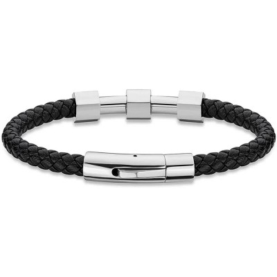 бижутерия,police,peagb2119621,bracelet,silver,(black,silver)