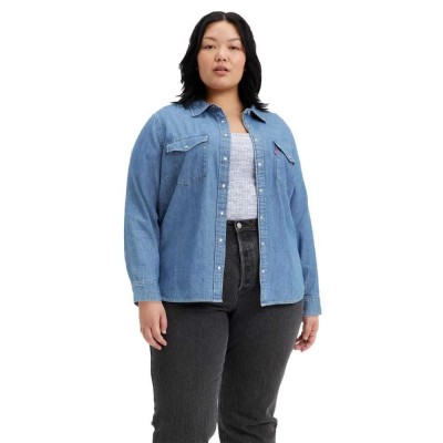 риза,с,дълъг,ръкав,дамски,ризи,levi´s,®,plus,iconic,western,long,sleeve,shirt,blue,(going,steady,5)