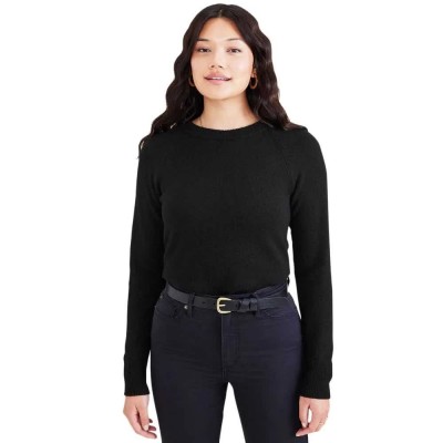 блуза,дамски,пуловери,дамски,плетени,дрехи,dockers,crewneck,sweater,beautiful,black,(black)