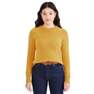 блуза,дамски,пуловери,дамски,плетени,дрехи,dockers,crewneck,sweater,yellow,(sorrel)