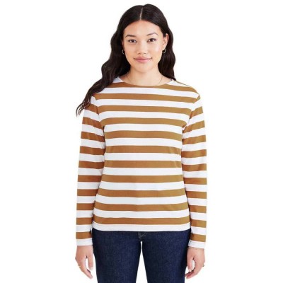 тениска,дамски,тениски,dockers,long,sleeve,t,shirt,brown,(pismo,sorrel,stripe)