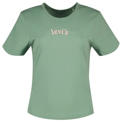 бебешка,тениска,дамски,тениски,levi´s,®,graphic,rickie,short,sleeve,t,shirt,green,(arched,baby,serif,logo,granite,green)