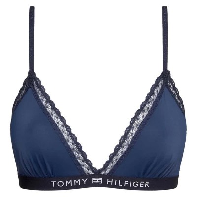 дамско,бельо,дамски,бикини,и,танкини,tommy,hilfiger,tonal,logo,lace,unlined,triangle,bra,desert,sky,(blue)