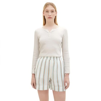 тениска,дамски,тениски,tom,tailor,henley,3,4,sleeve,t,shirt,beige,(offwhite,grey,small,stripe)