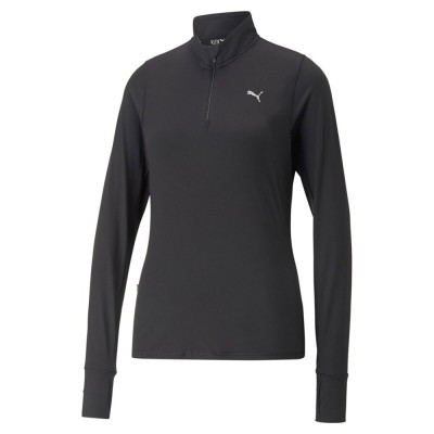 блуза,дамски,блузи,puma,run,favorite,half,zip,sweatshirt,black