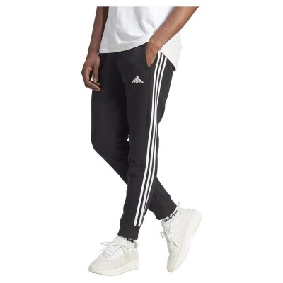 анцуг,мъжки,панталони,adidas,essentials,fleece,3,stripes,tapered,cuff,joggers,black,(black,white)