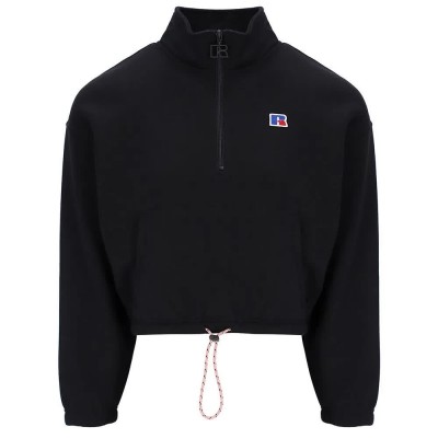 блуза,дамски,блузи,russell,athletic,e34012,school,lemonlight,half,zip,sweatshirt,black,(black)