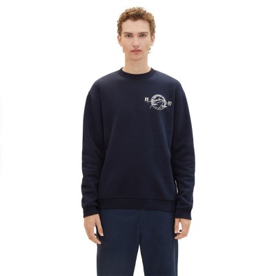 блуза,мъжки,пуловери,tom,tailor,1039496,college,print,crew,neck,sweater,blue