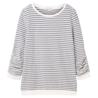 блуза,дамски,блузи,tom,tailor,1039980,striped,jacquard,sweatshirt,grey,(blue,white,structured,stripe)