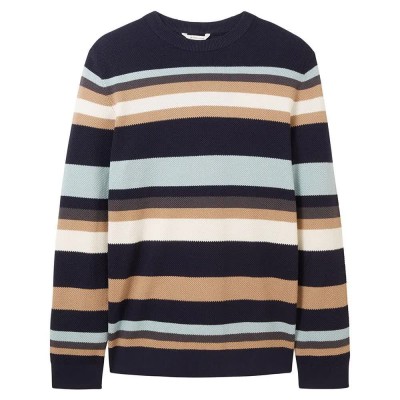 блуза,мъжки,пуловери,tom,tailor,1038200,striped,knit,sweater,navy,knitted,multi,stripe,(multicolor)