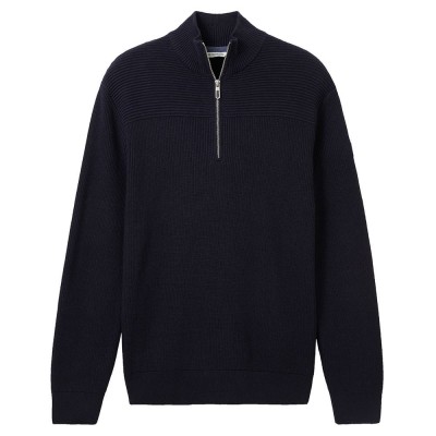 блуза,мъжки,пуловери,tom,tailor,1038315,structured,knit,troyer,half,zip,sweater,blue
