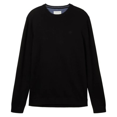 блуза,мъжки,пуловери,tom,tailor,1038426,basic,knit,sweater,black