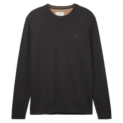 блуза,мъжки,пуловери,tom,tailor,1038426,basic,knit,sweater,grey,(black,grey,melange)