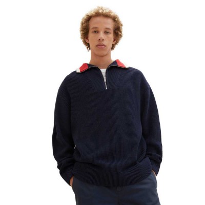 блуза,мъжки,пуловери,tom,tailor,1039749,relaxed,knitted,troyer,sweater,blue