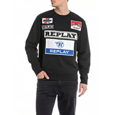 блуза,мъжки,пуловери,replay,m6718,.000.22890cs,sweatshirt,black