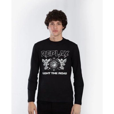 тениска,мъжки,тениски,replay,m6788,.000.2660,long,sleeve,t,shirt,black