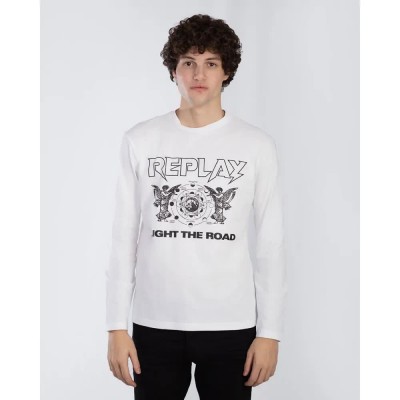 тениска,мъжки,тениски,replay,m6788,.000.2660,long,sleeve,t,shirt,white