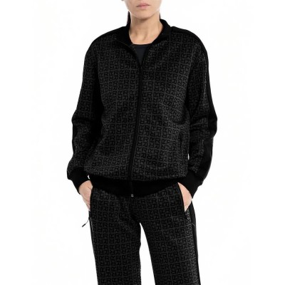 блуза,дамски,блузи,replay,w3713b.000.74016,full,zip,sweatshirt,black,(blackboard,black)