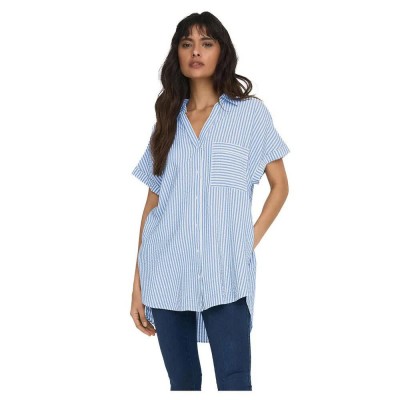 риза,с,къс,ръкав,дамски,блузи,дамски,ризи,only,fenna,loose,short,sleeve,shirt,cloud,dancer,stripes,blue,mirange,stripe,(blue)