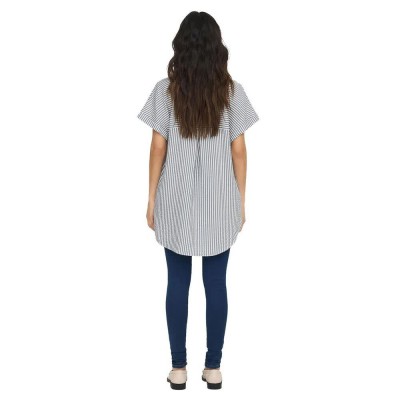 риза,с,къс,ръкав,дамски,блузи,дамски,ризи,only,fenna,loose,short,sleeve,shirt,grey,(cloud,dancer,stripes,iron,gate,stripe)