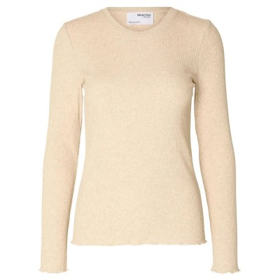тениска,дамски,тениски,selected,anna,long,sleeve,t,shirt,beige,(oatmeal)