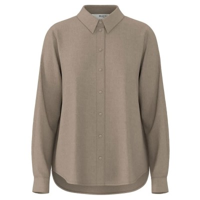 риза,с,дълъг,ръкав,дамски,блузи,дамски,ризи,selected,viva,long,sleeve,shirt,greige,(beige)