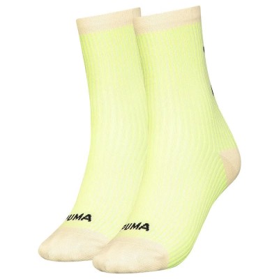 чорапи,дамски,чорапи,puma,cat,logo,rib,socks,2,pairs,yellow,(oatmeal,combo)