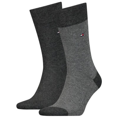 чорапи,мъжки,чорапи,tommy,hilfiger,birdseye,socks,2,pairs,grey,(anthracite)